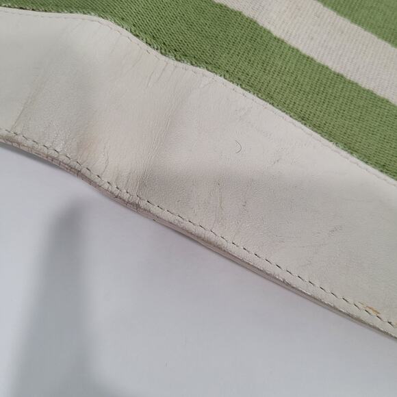 Bally Switzerland Wallet Medium Leather White Green Striped Logo Trifold Organiz - Picture 12 of 15